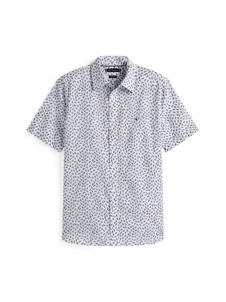 Tommy Hilfiger miesten kauluspaita, LINEN BLEND AOP Valkopohjainen Kuosi - Image 4