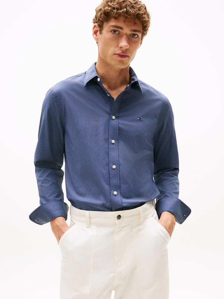 Tommy Hilfiger miesten kauluspaita, PERFORMANCE CHECK RF SHIRT Sininen Kuosi - Image 4