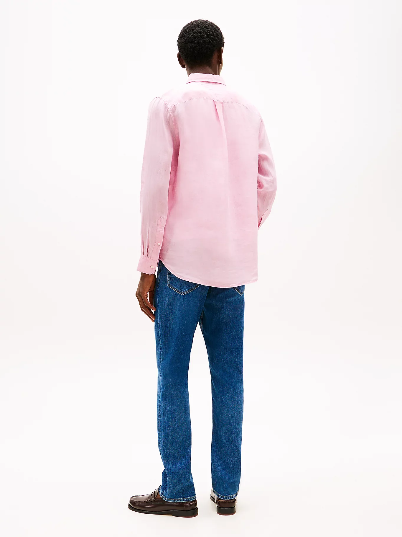 Tommy Hilfiger miesten kauluspaita, PIGEMENT DYED LINEN SOLID Vaaleanpunainen - Image 2