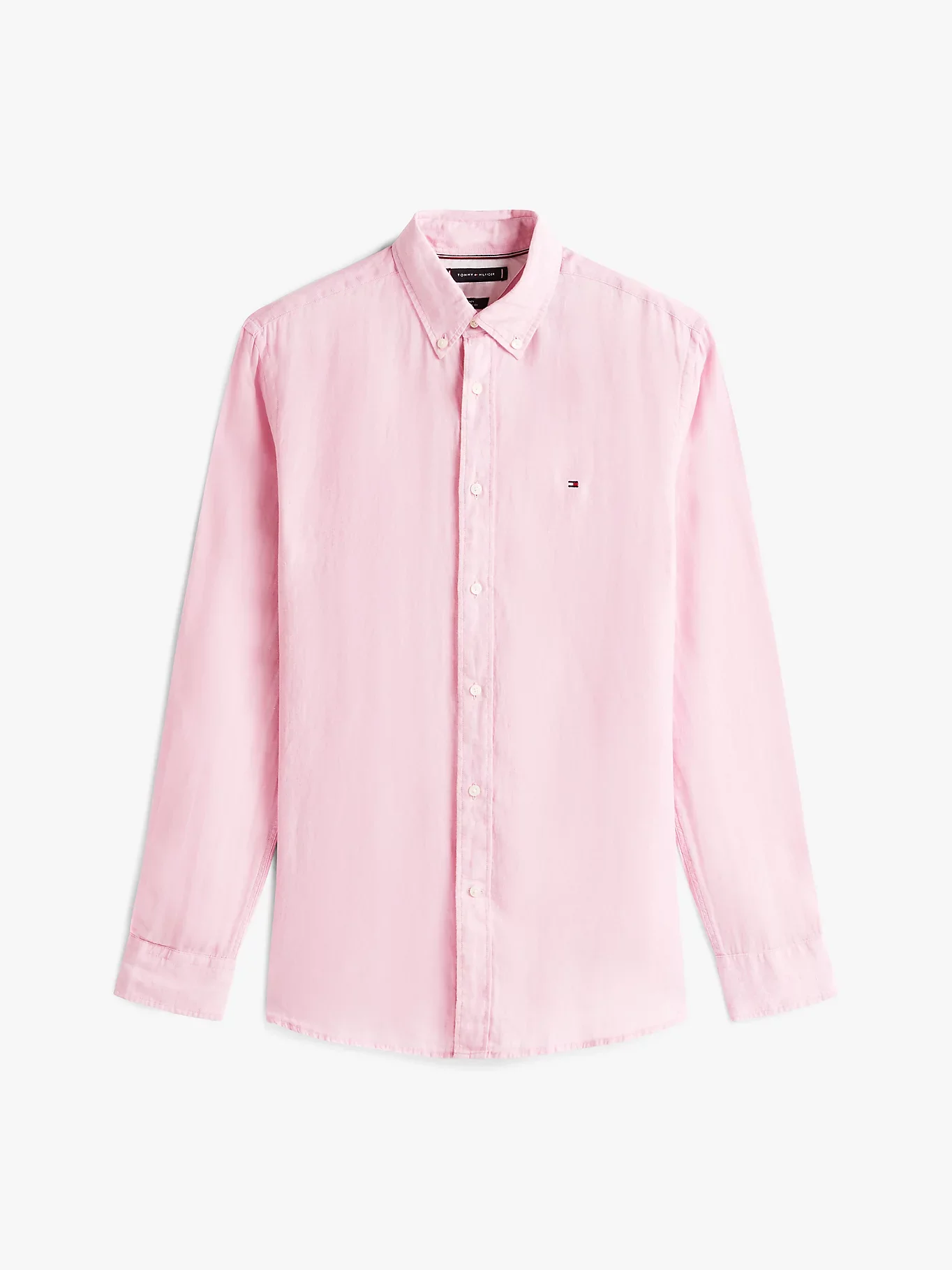 Tommy Hilfiger miesten kauluspaita, PIGEMENT DYED LINEN SOLID Vaaleanpunainen - Image 3