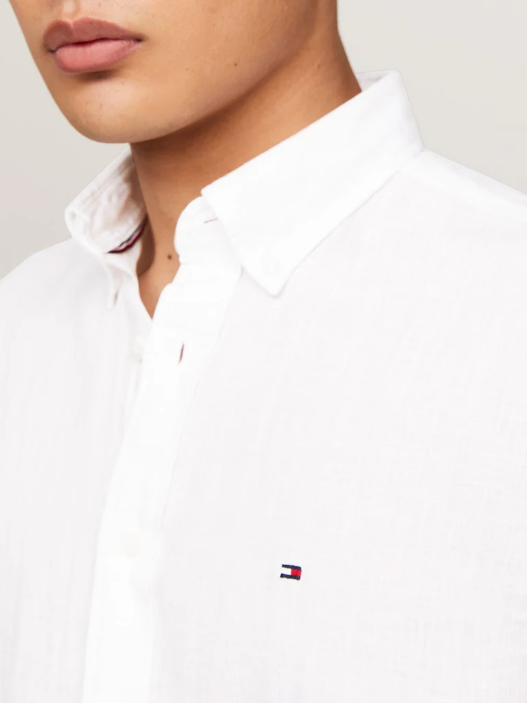 Tommy Hilfiger Miesten Kauluspaita, PIGMENT DYED LINEN RF SHIRT Valkoinen - Image 3