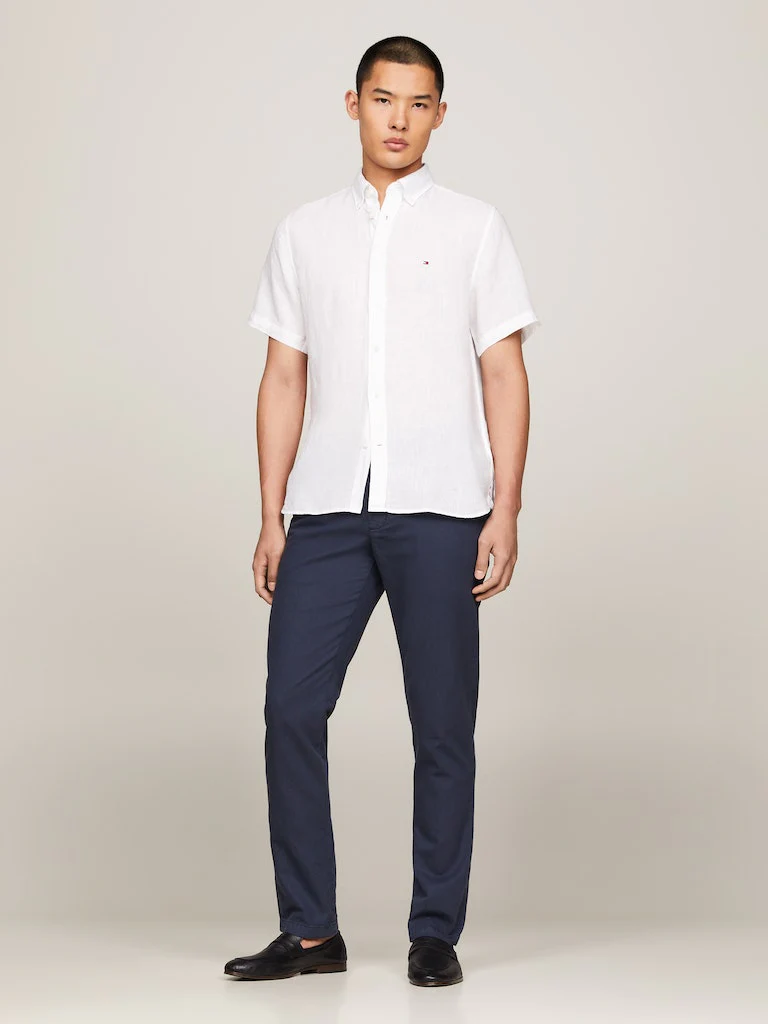 Tommy Hilfiger Miesten Kauluspaita, PIGMENT DYED LINEN RF SHIRT Valkoinen - Image 4