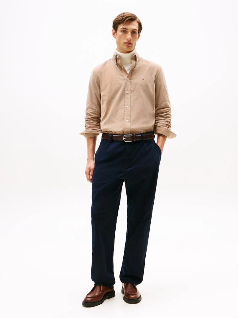 Tommy Hilfiger miesten kauluspaita, SOLID CORDUROY RF SHIRT Beige - Image 3