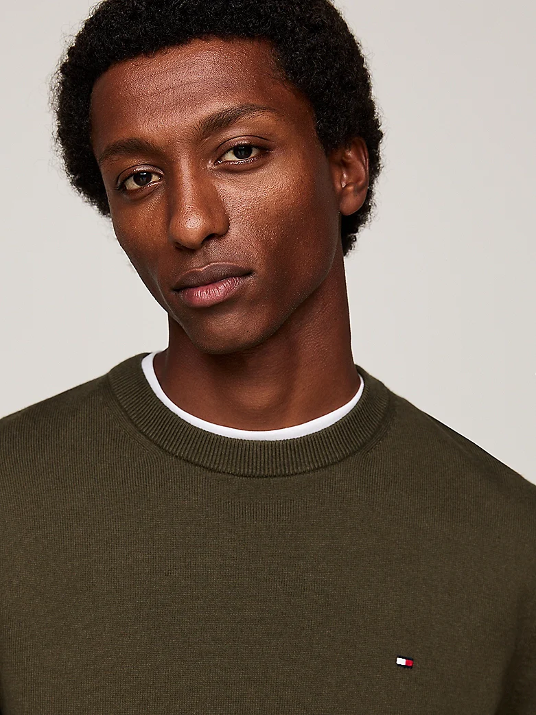 Tommy Hilfiger Miesten Neule, PIMA ORG CTN CASHMERECREW NECK Armeijanvihreä - Image 3