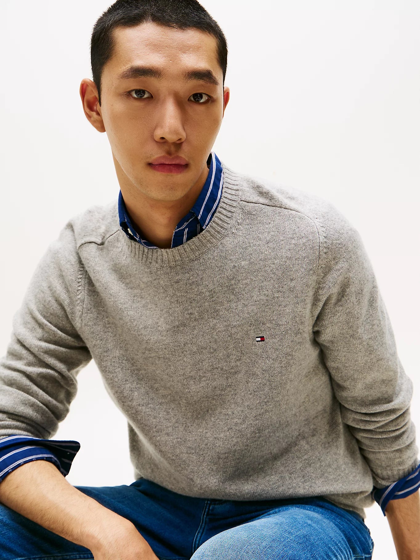 Tommy Hilfiger miesten neulepusero, CLAMBSWOOL CREW NECK Vaaleanharmaa - Image 2