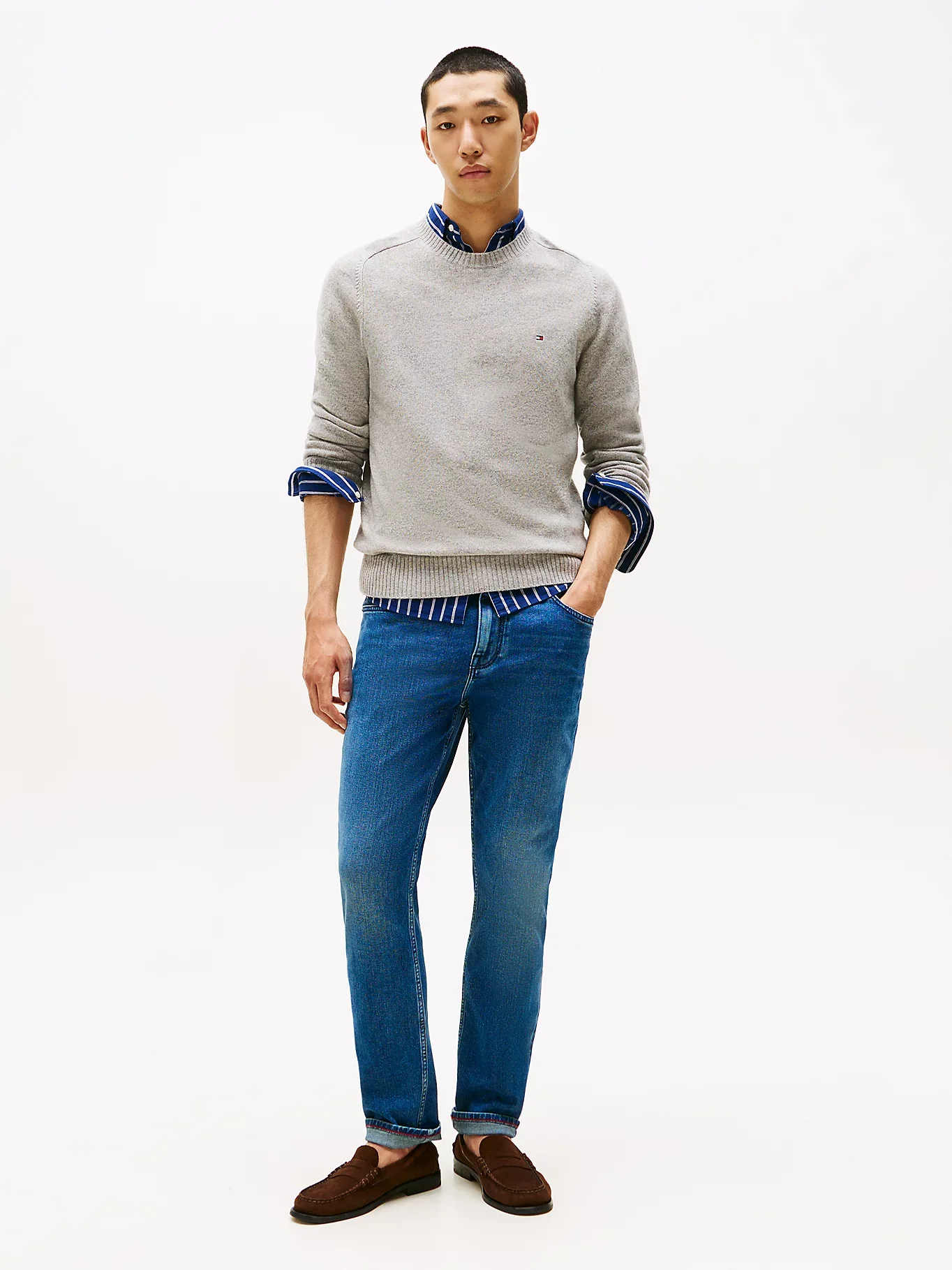 Tommy Hilfiger miesten neulepusero, CLAMBSWOOL CREW NECK Vaaleanharmaa - Image 3