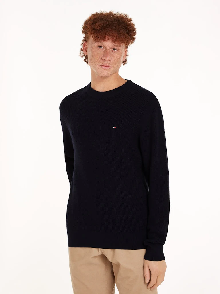 Tommy Hilfiger Miesten Neulepusero, STRUCTURE CREW NK Tummansininen