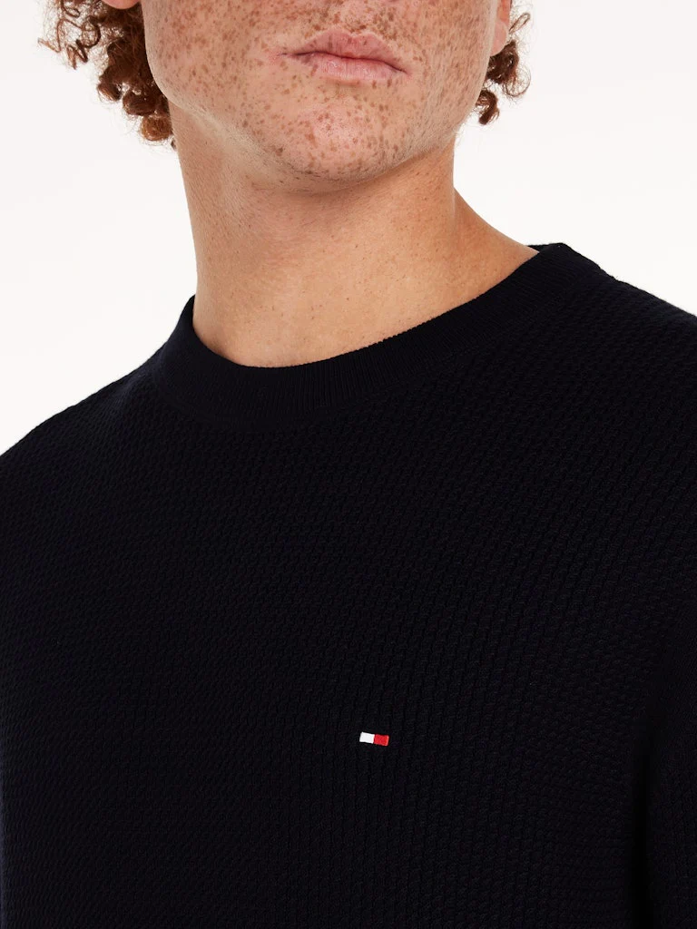 Tommy Hilfiger Miesten Neulepusero, STRUCTURE CREW NK Tummansininen - Image 3