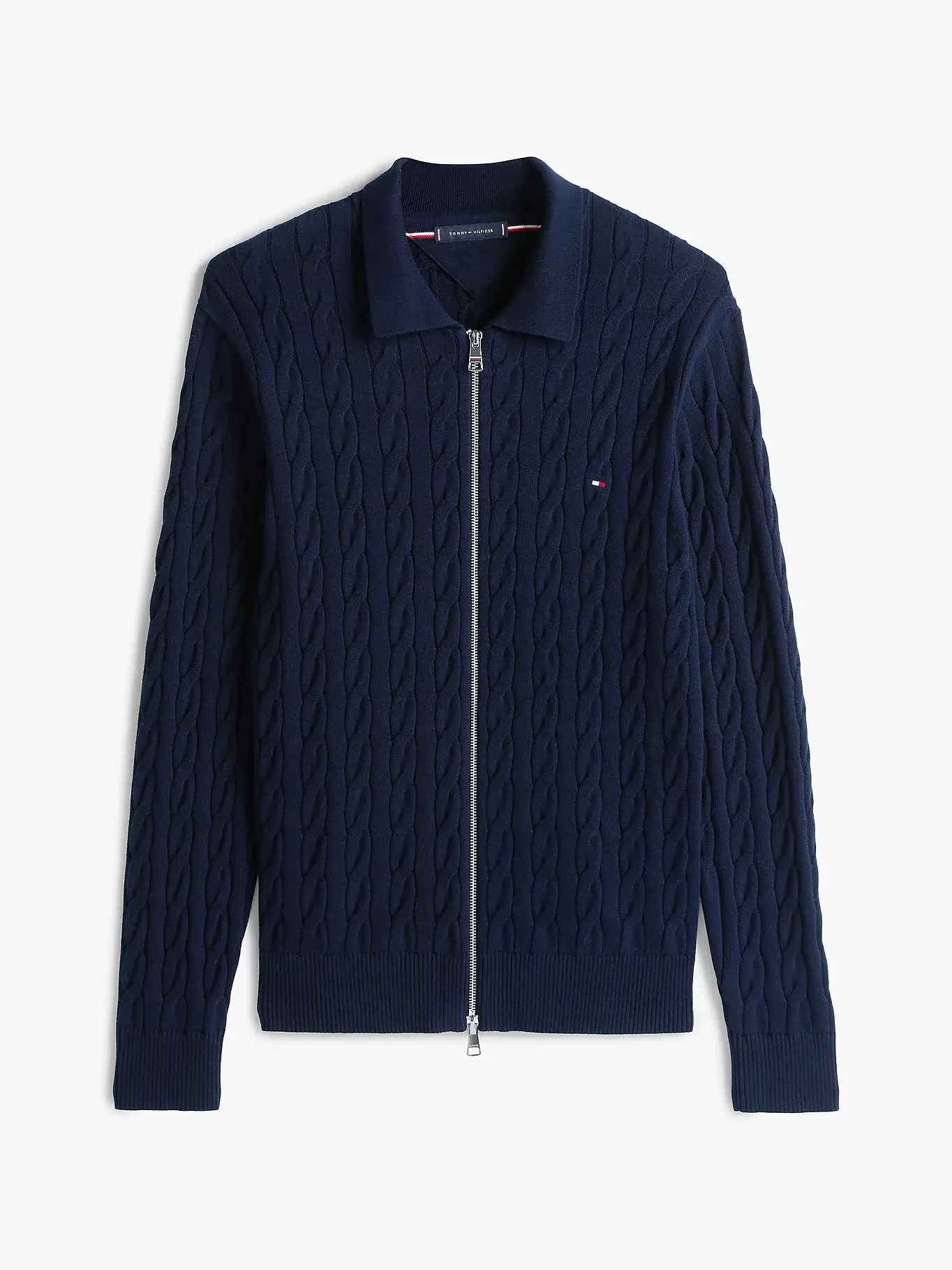 Tommy Hilfiger miesten neuletakki, CLASSIC CABLE POLO ZIP Tummansininen - Image 3