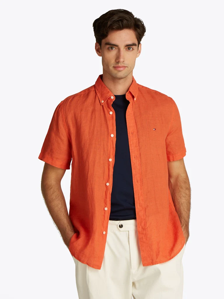Tommy Hilfiger miesten paita, PIGMENT DYED LINEN RF SS Oranssi