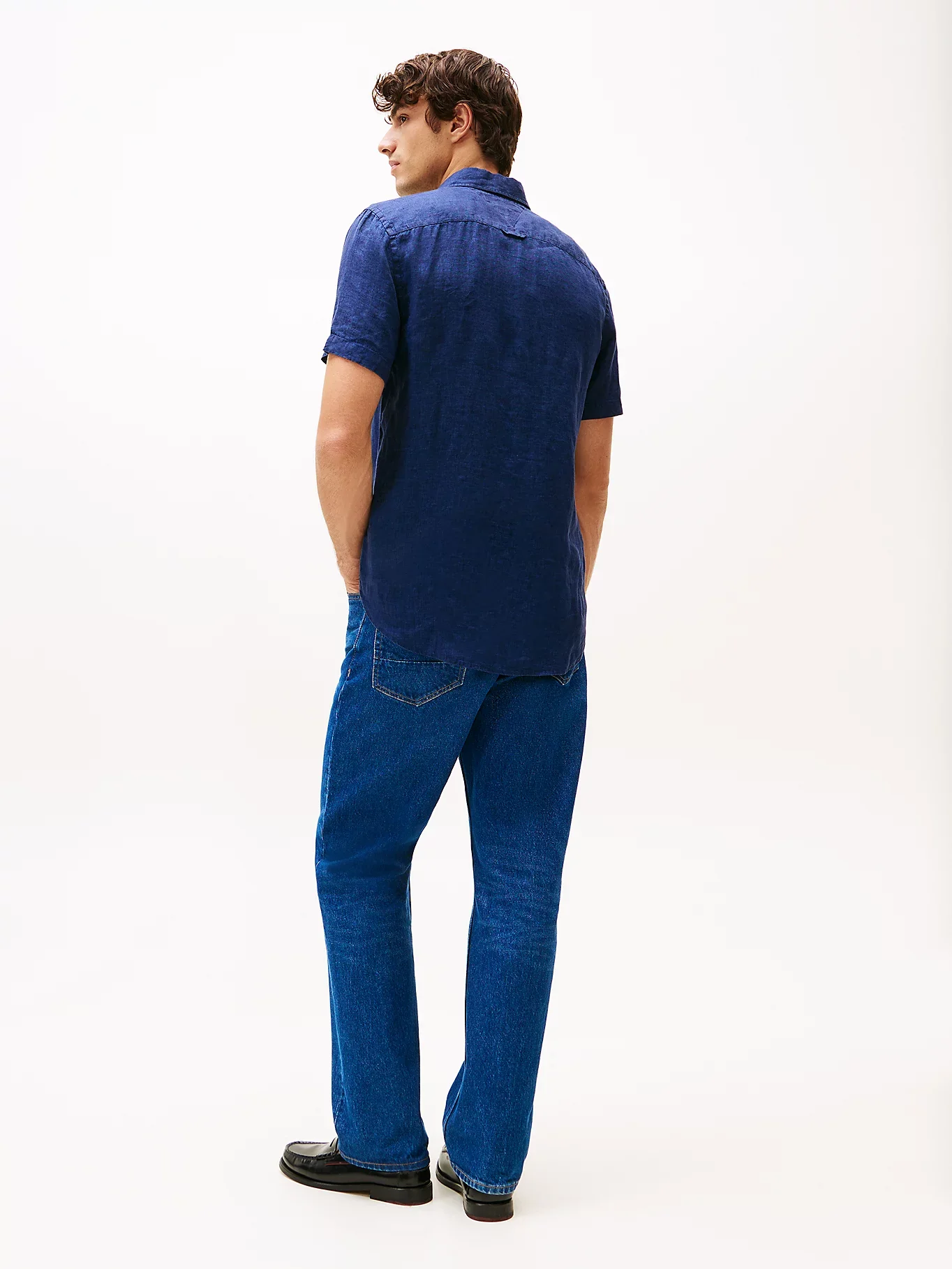 Tommy Hilfiger miesten pellavapaita, PIGMENT DYED LINEN RF SS Tummansininen - Image 2