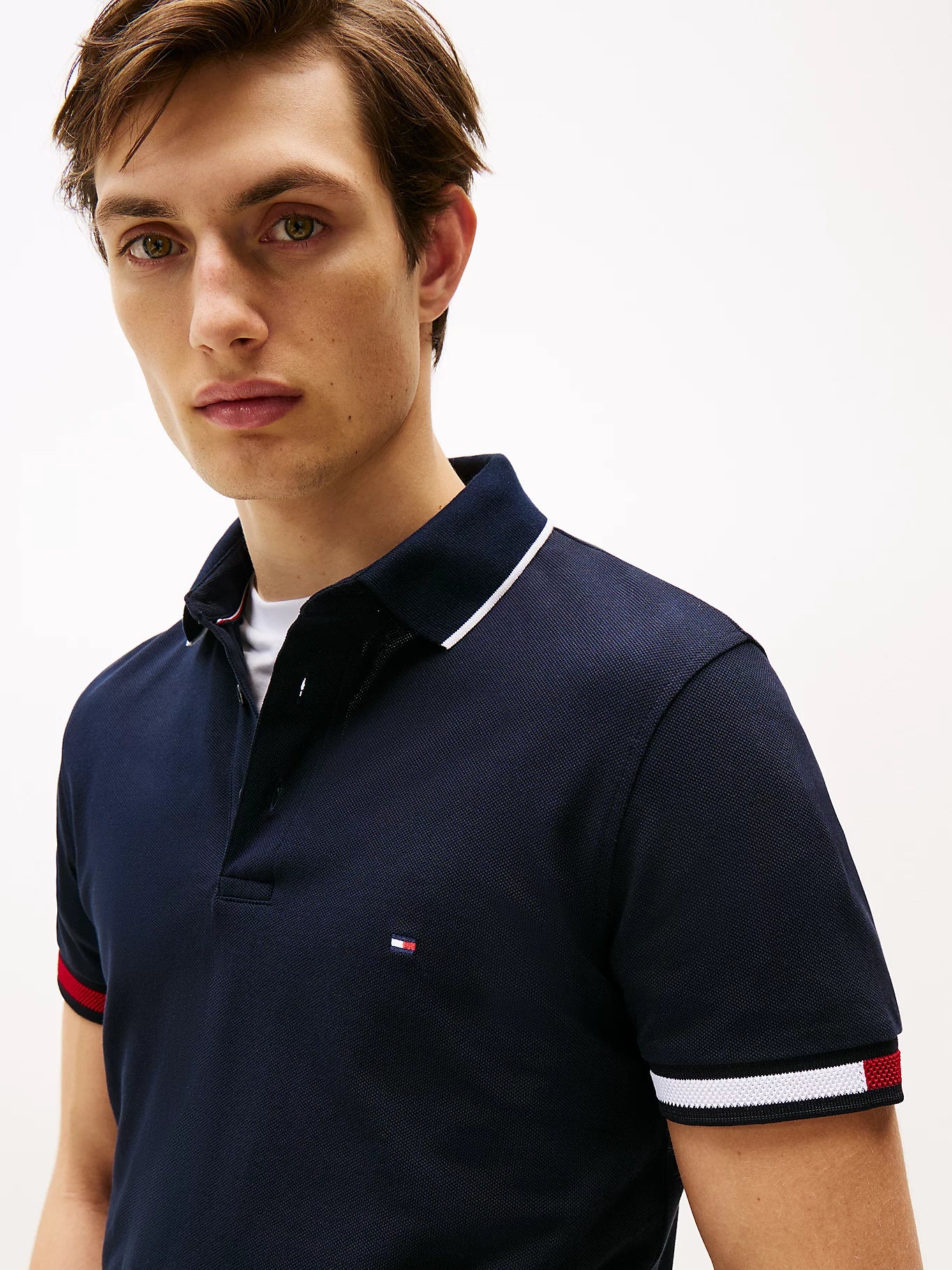Tommy Hilfiger miesten pikeepaita, FLAG CUFF SLM FIT POLO Tummansininen - Image 2