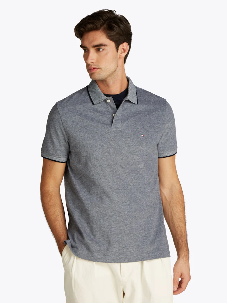 Tommy Hilfiger miesten pikeepaita, OXFORD TWO TONE TIPPED REG POLO Harmaa Kuosillinen