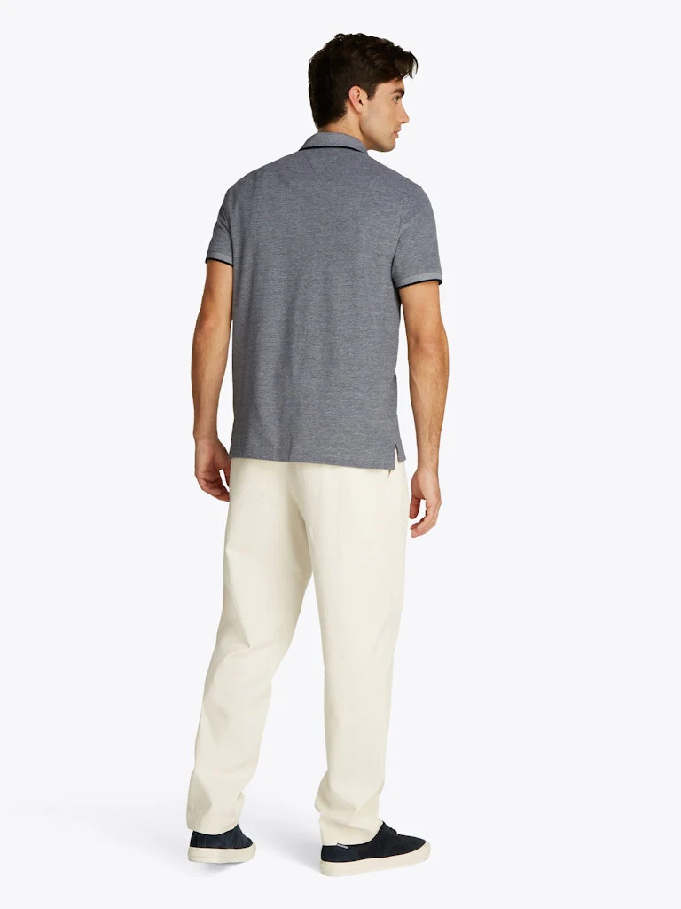 Tommy Hilfiger miesten pikeepaita, OXFORD TWO TONE TIPPED REG POLO Harmaa Kuosillinen - Image 3
