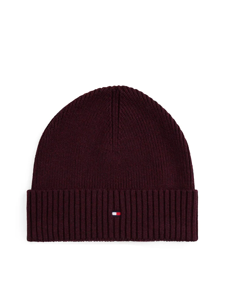 Tommy Hilfiger miesten pipo, TH FLAG PIMA COTTON BEANIE Viininpunainen - Image 2