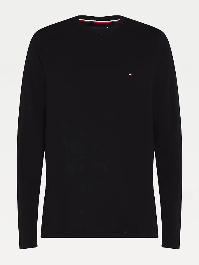 Tommy Hilfiger Miesten Pitkähihainen T-paita STRETCH SLIM FIT LONG SLEEVE TEE Musta