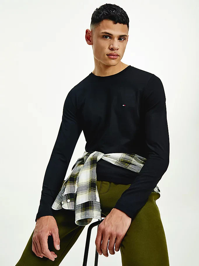 Tommy Hilfiger Miesten Pitkähihainen T-paita STRETCH SLIM FIT LONG SLEEVE TEE Musta - Image 2