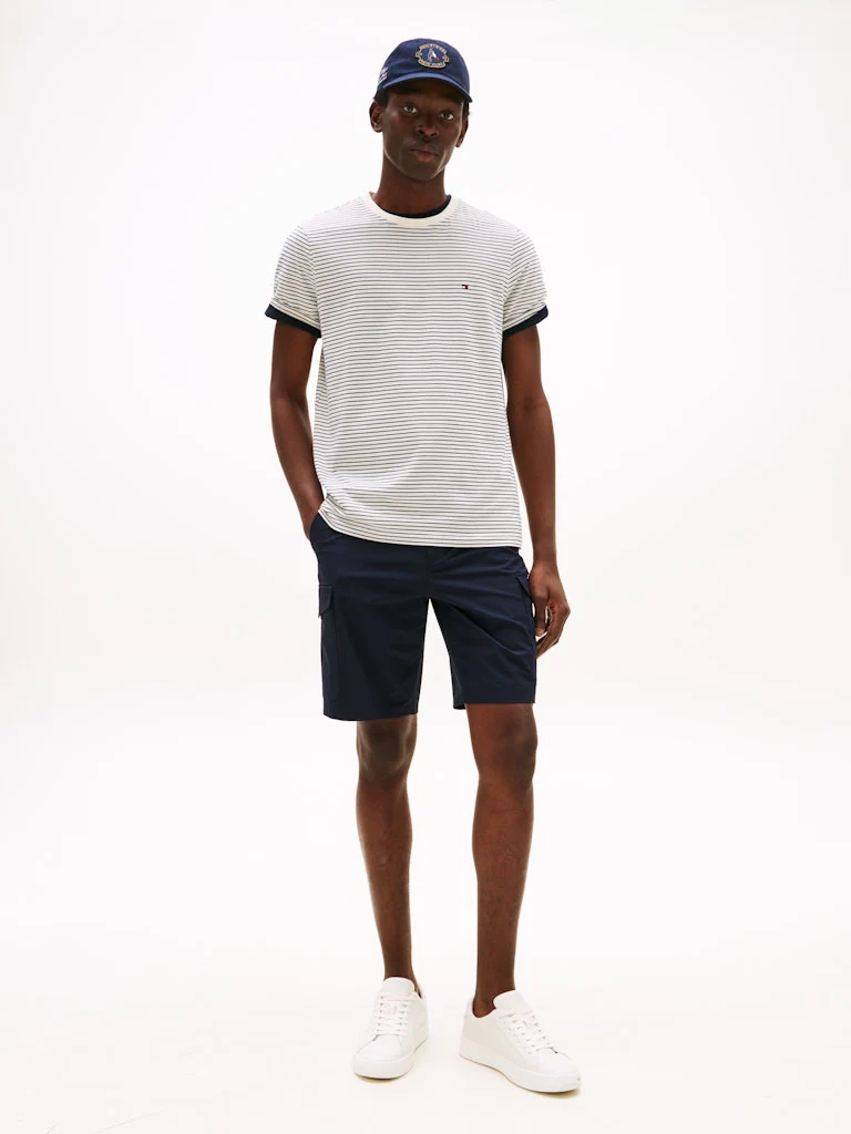 Tommy Hilfiger miesten t-paita, ESSENTIAL REG FIT TEE Raidallinen Valkoine - Image 3