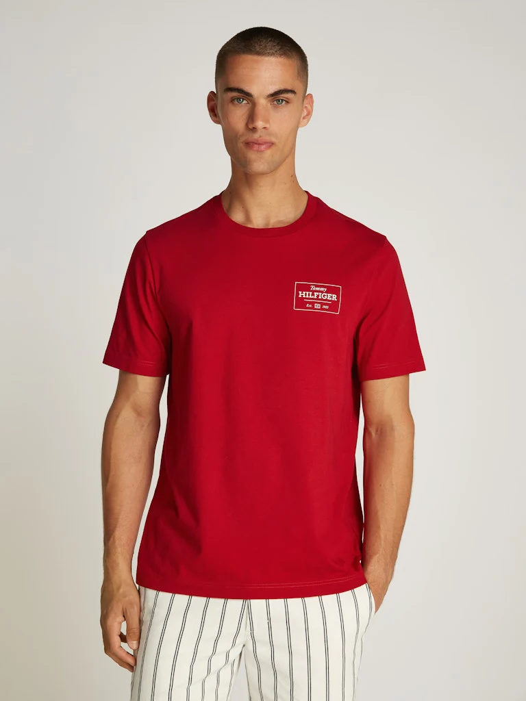 Tommy Hilfiger Miesten T-paita, MONOTYPE PRINTED LABEL Punainen