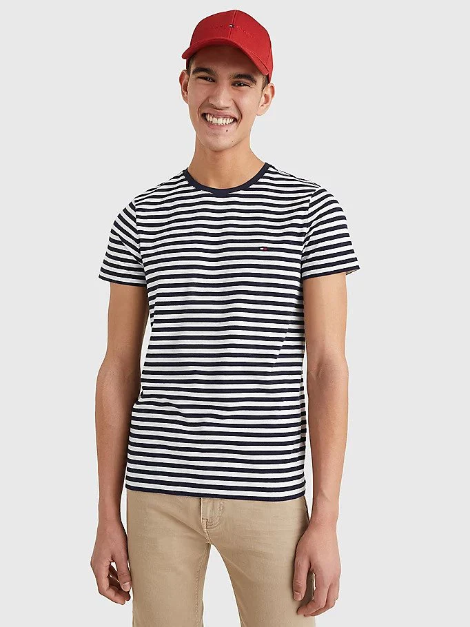 Tommy Hilfiger Miesten T-paita STRECH SLIM FIT TEE-VTT Raidallinen Sininen - Image 2