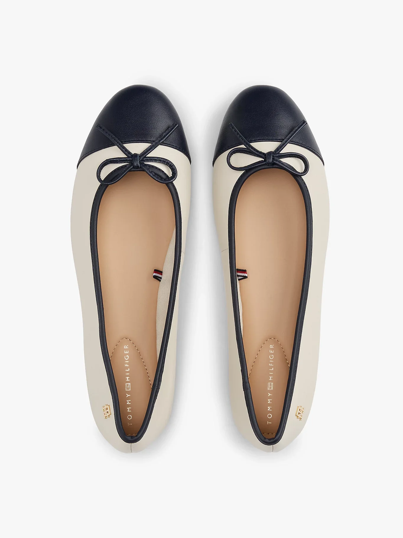 Tommy Hilfiger naisten balleriinat, TOE CAP LEATHER BALLERINA Beige Kuosi - Image 4