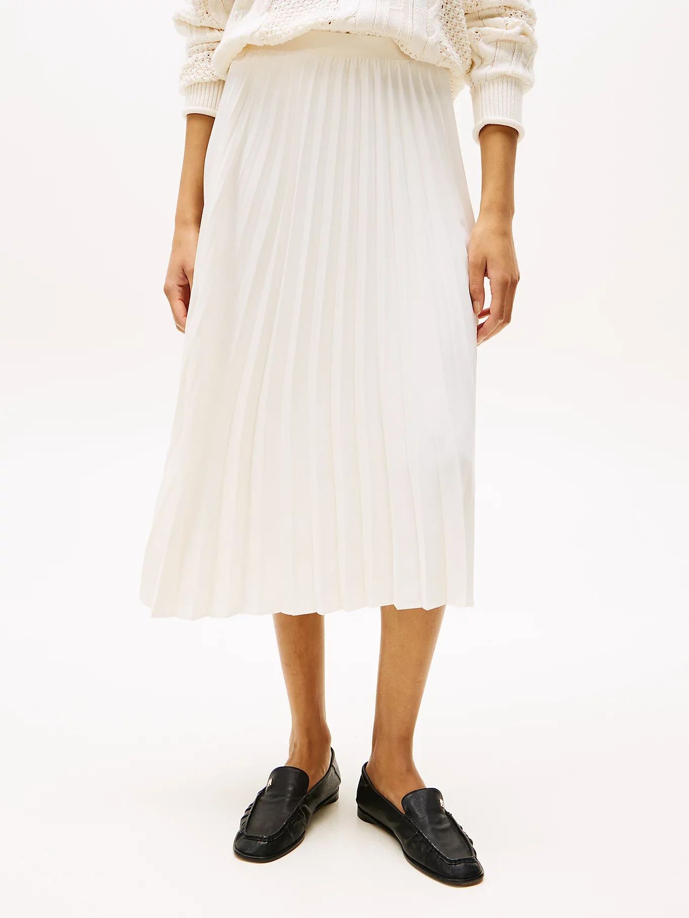 Tommy Hilfiger naisten hame, FLUID PLEATED PULL ON MIDI SKIRT Luonnonvalkoinen - Image 2