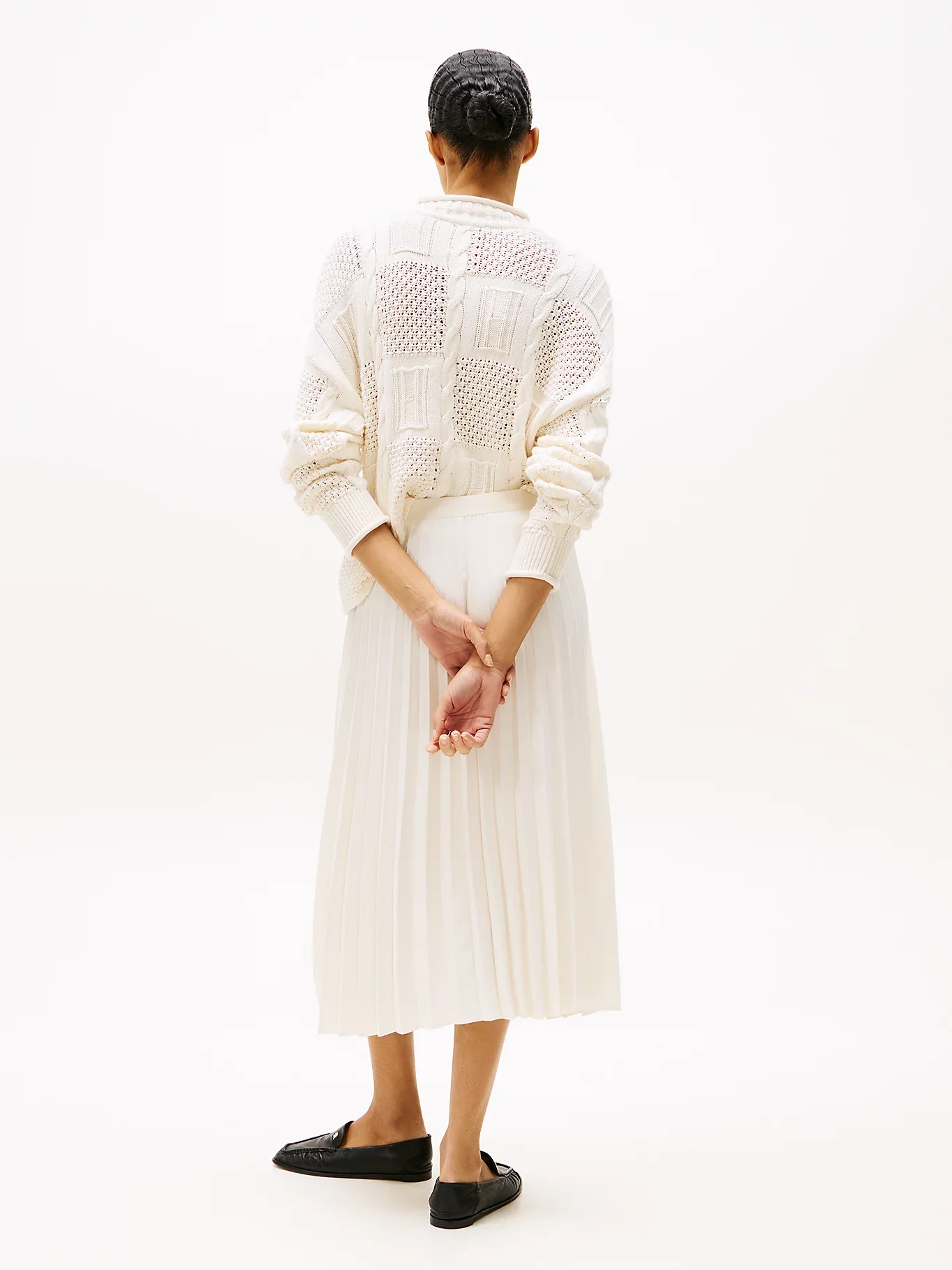 Tommy Hilfiger naisten hame, FLUID PLEATED PULL ON MIDI SKIRT Luonnonvalkoinen - Image 3