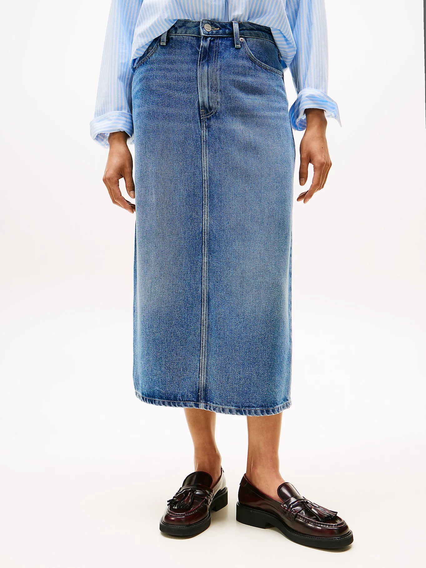 Tommy Hilfiger naisten hame, LANA MIDI HW SKIRT Indigo - Image 2