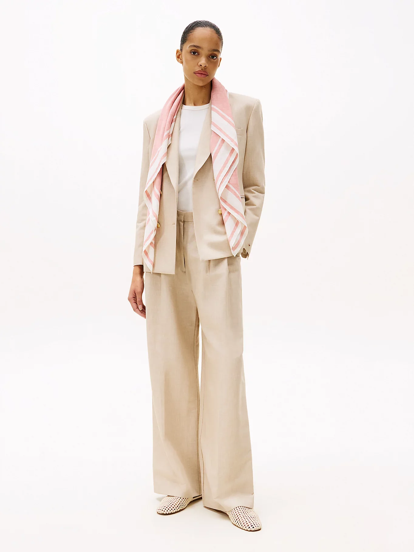 Tommy Hilfiger naisten huivi, K-ELEVATED CHIC TEXTURE SQUARE Vaaleanpunainen Kuosi