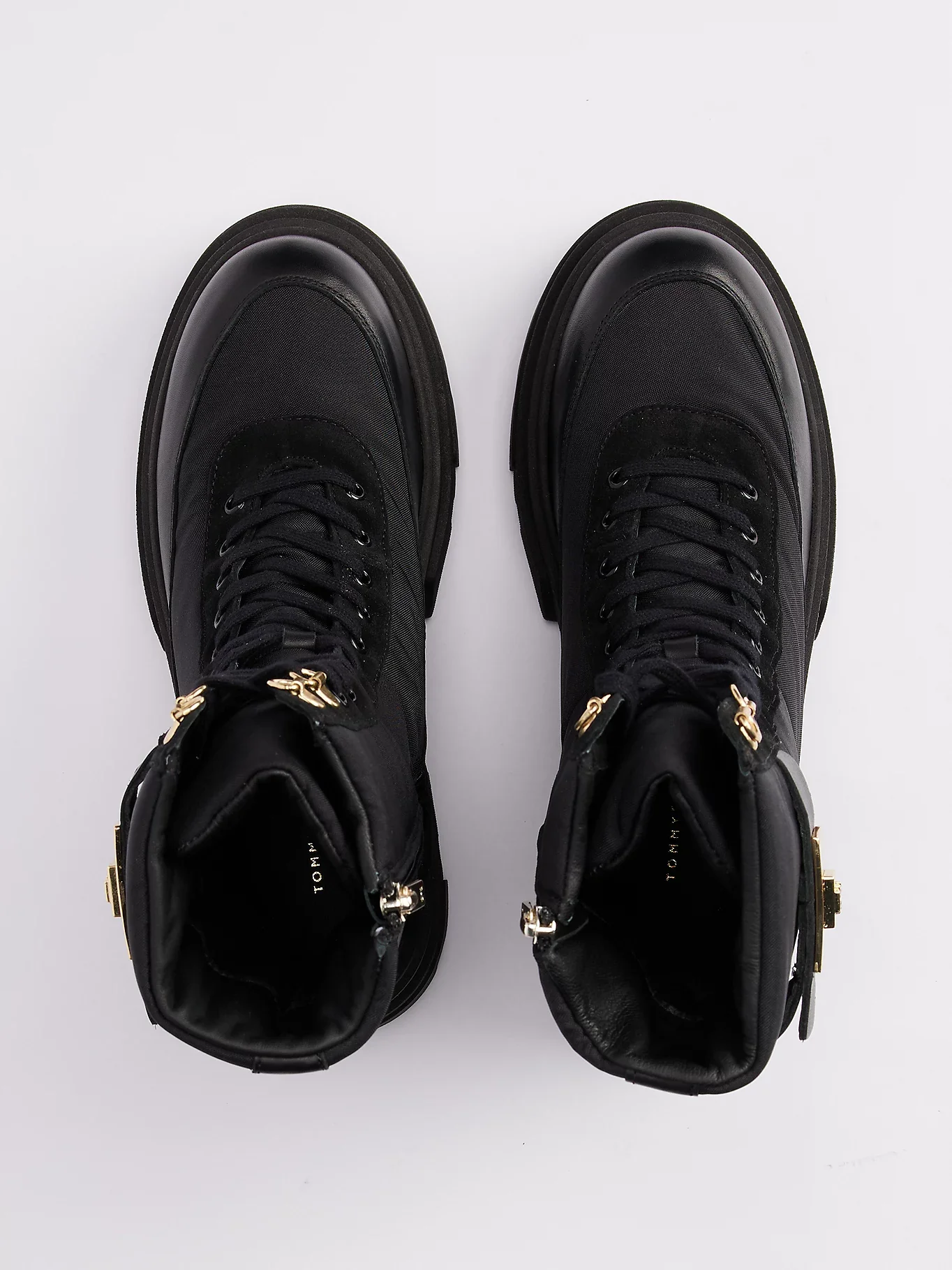 Tommy Hilfiger Naisten Kengät, BIKER LEATHER MIX LACE-UP Musta - Image 3