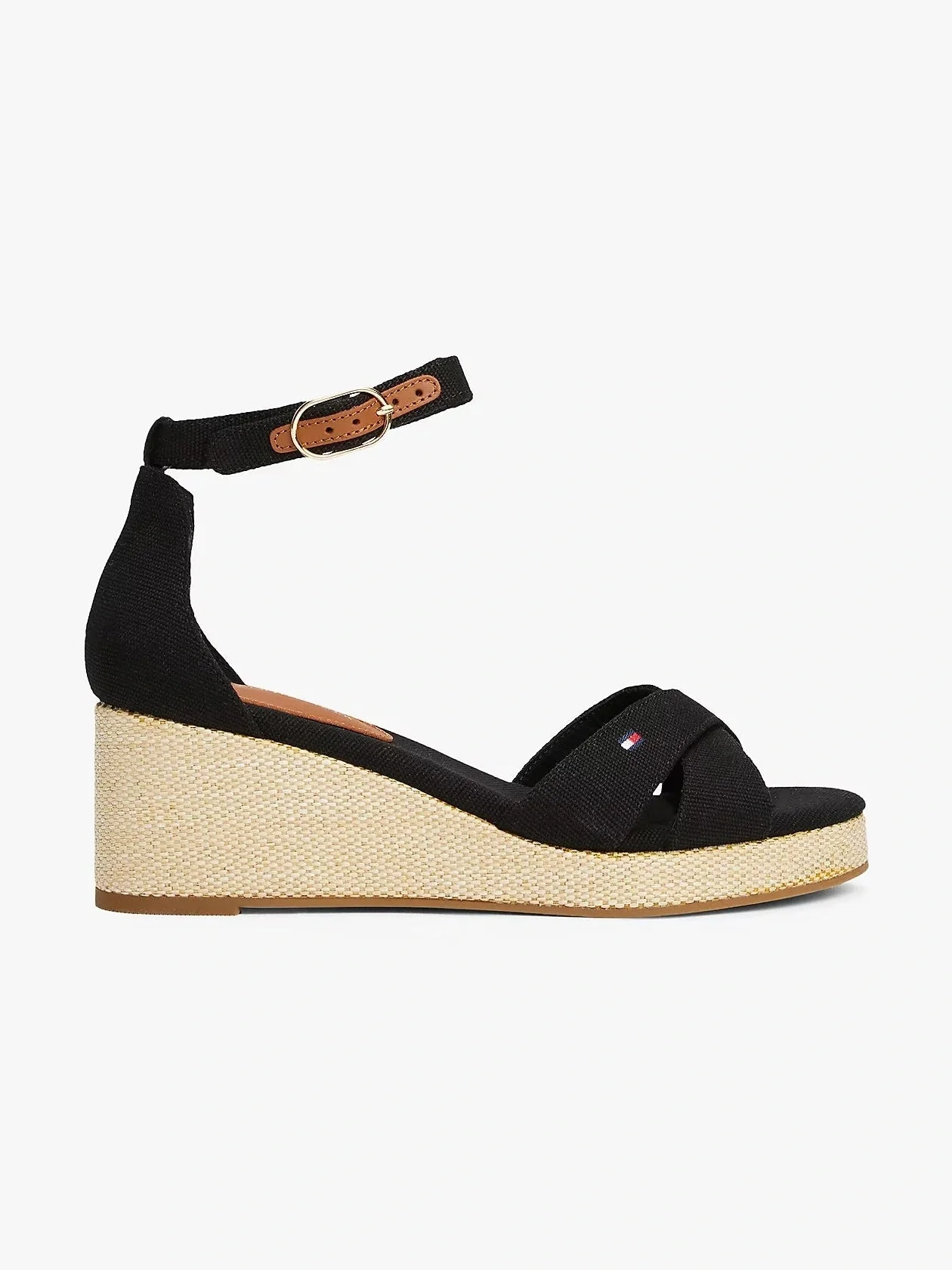 Tommy Hilfiger naisten kengät, FLAG CRISS-CROS MID WEDGE ESPAD Musta