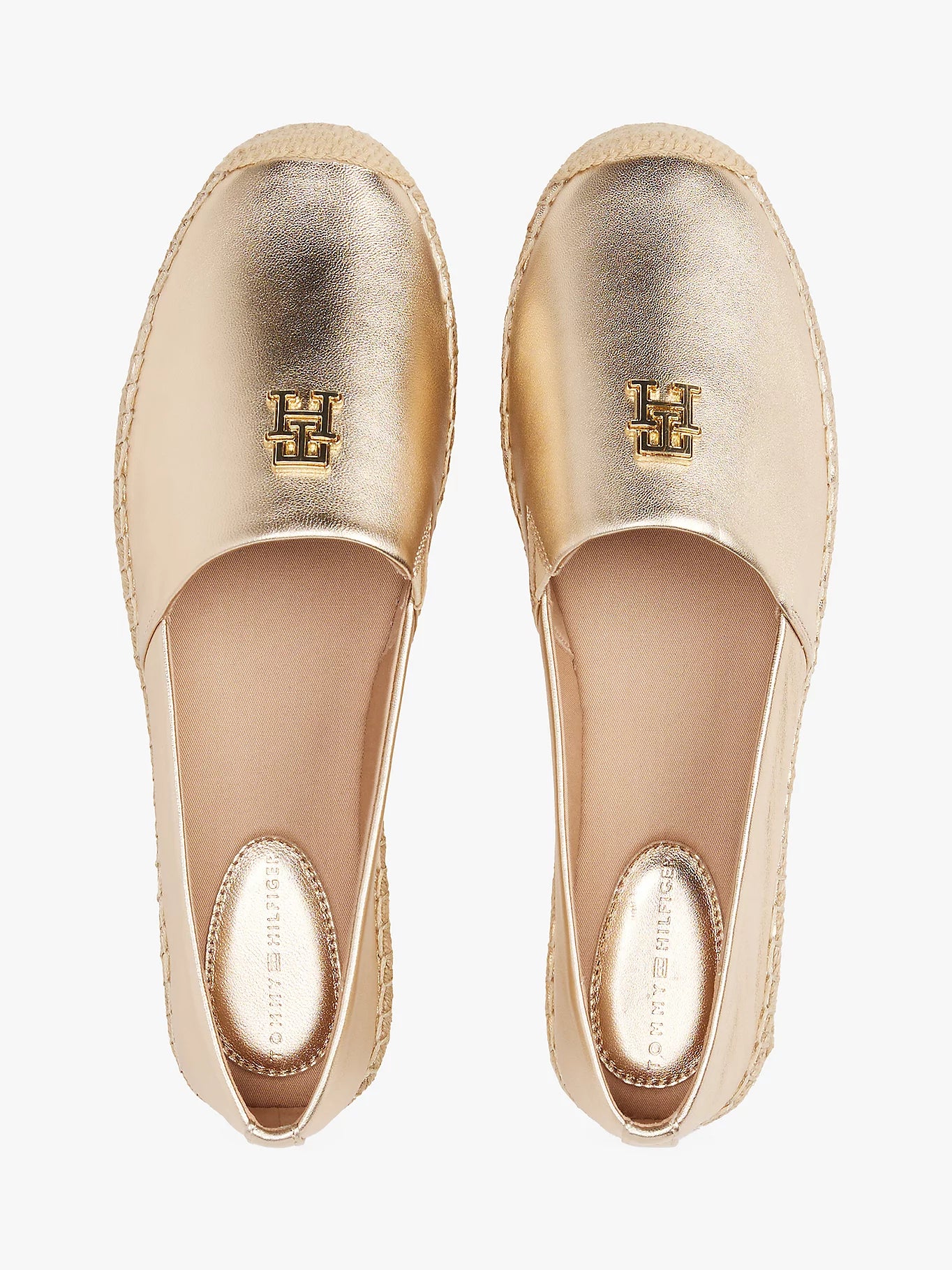 Tommy Hilfiger naisten kengät, TH LOGO METALLIC LEATHER ESPADRILLE Kullankeltainen - Image 3