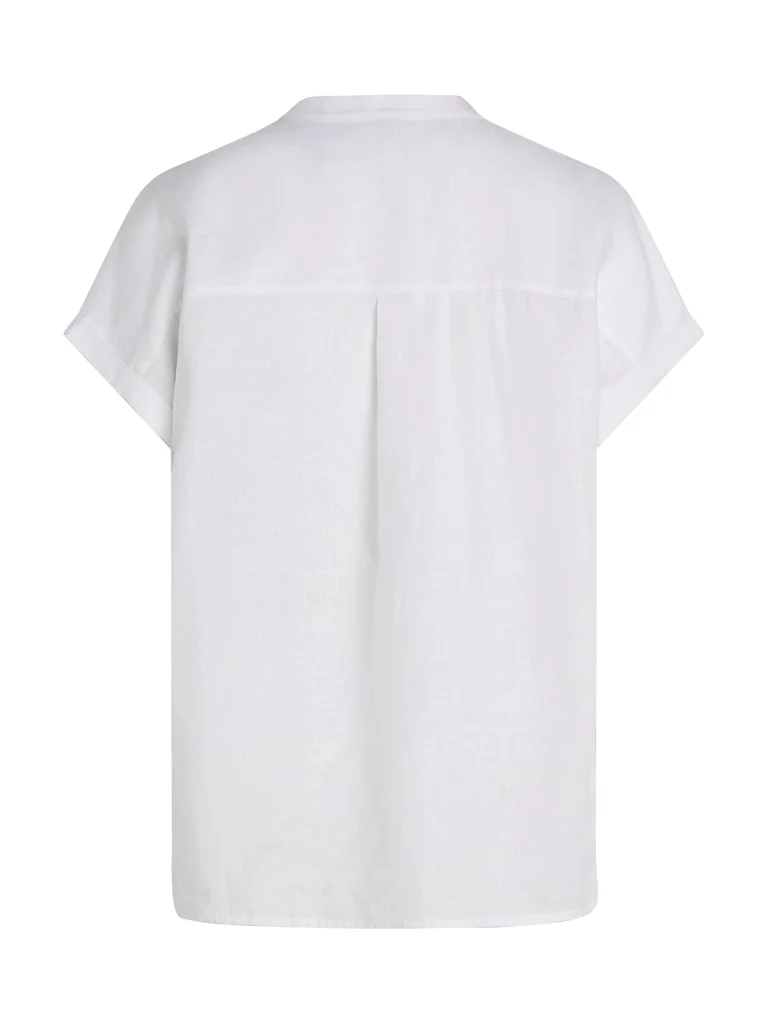 Tommy Hilfiger naisten lyhythihainen pellavapusero, ESS LINEN COLLARLESS SS BLOUSE Valkoinen - Image 5