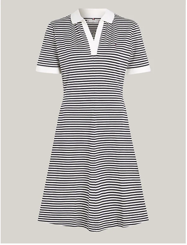 Tommy Hilfiger Naisten Mekko, F&F OPEN PLCKT LYCLL POLO DRESS Raidallinen Valkoinen - Image 2