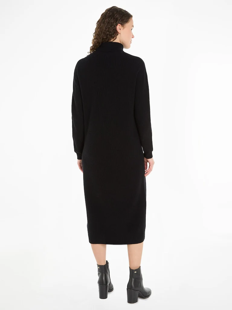 Tommy Hilfiger naisten mekko, MD WOOL CASH ROLL-NK MIDI DRESS Musta - Image 2