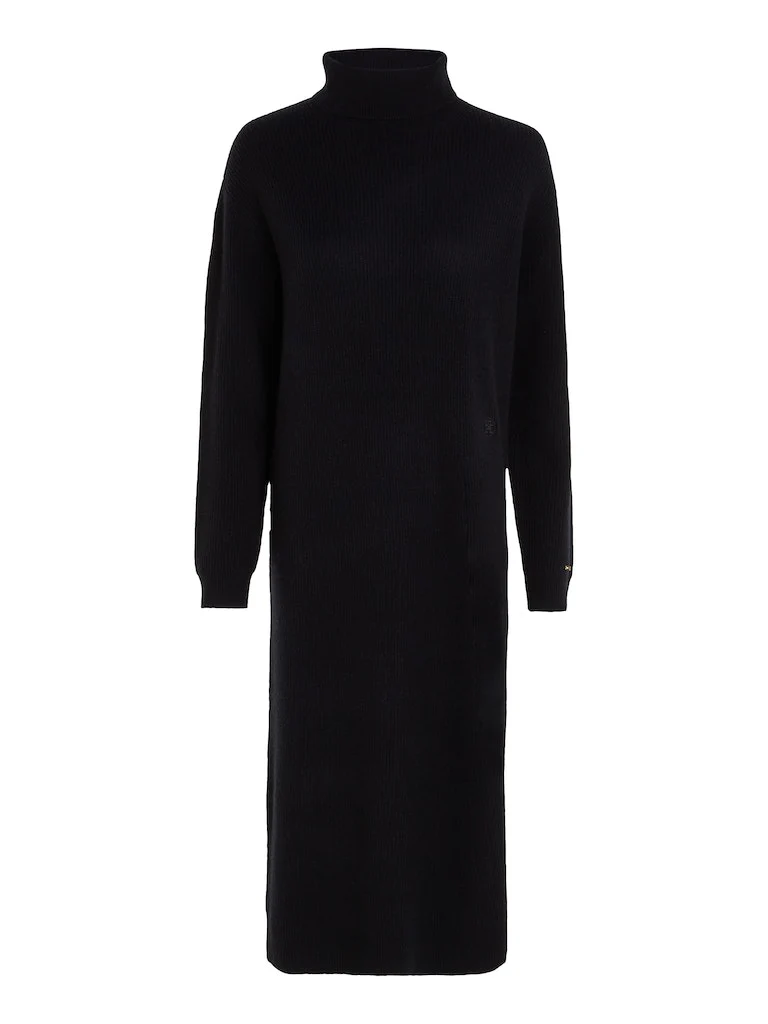 Tommy Hilfiger naisten mekko, MD WOOL CASH ROLL-NK MIDI DRESS Musta - Image 3