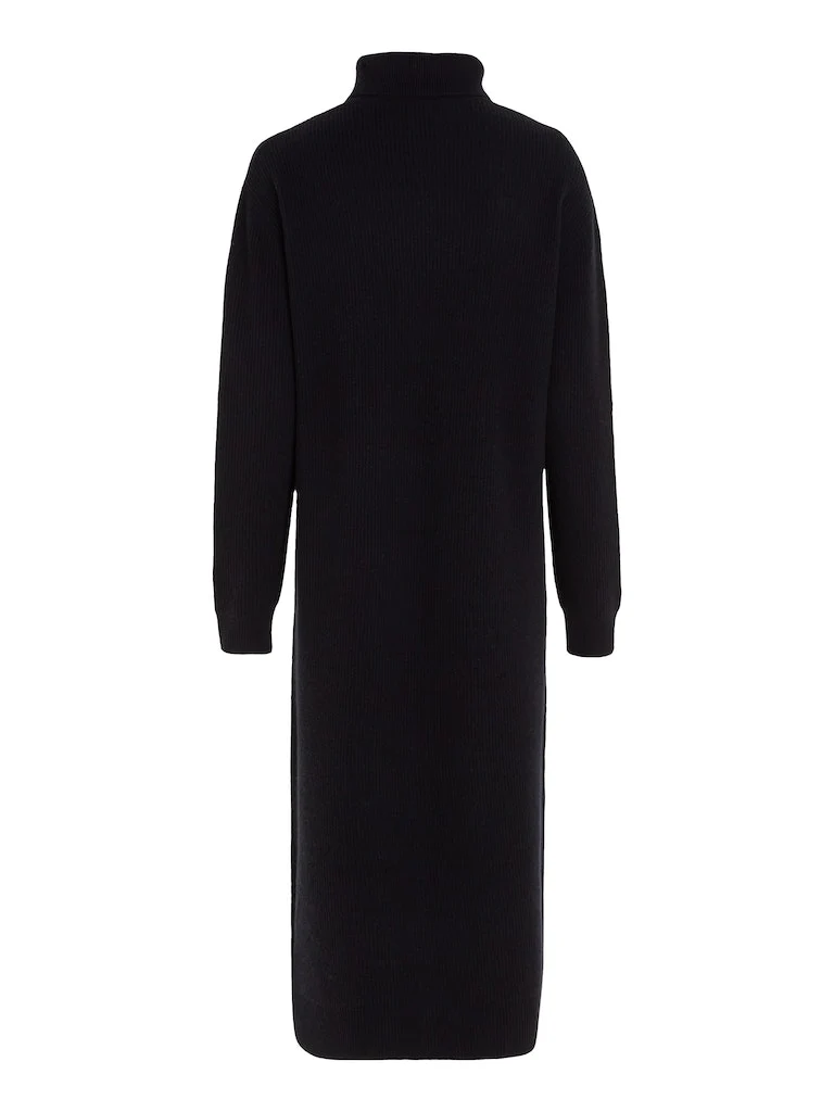 Tommy Hilfiger naisten mekko, MD WOOL CASH ROLL-NK MIDI DRESS Musta - Image 4