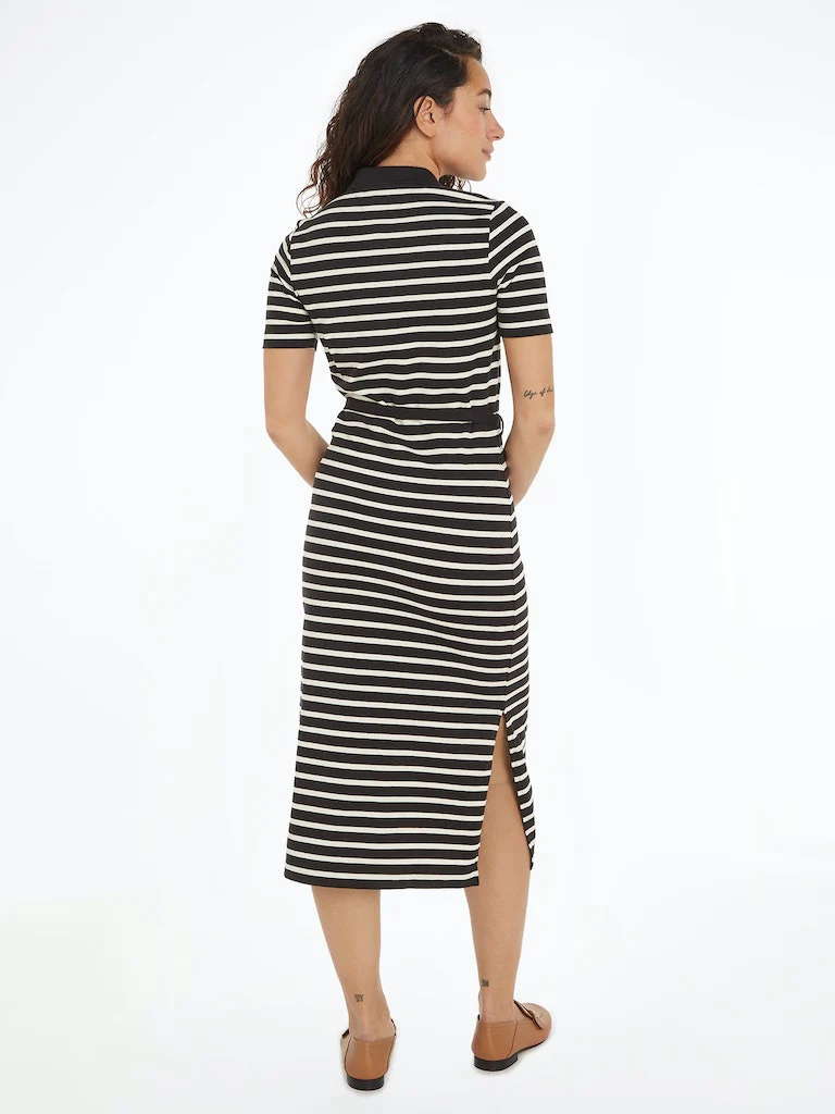 Tommy Hilfiger Naisten Mekko, REG BRETON MIDI POLO DRESS SS Raidallinen Musta - Image 2