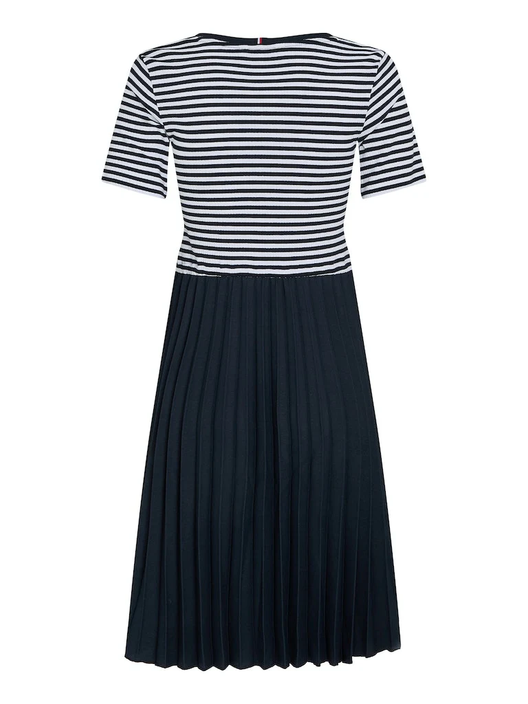 Tommy Hilfiger Naisten Mekko RIB CNK PLEATED KNEE DRESS Raidallinen Sininen - Image 4