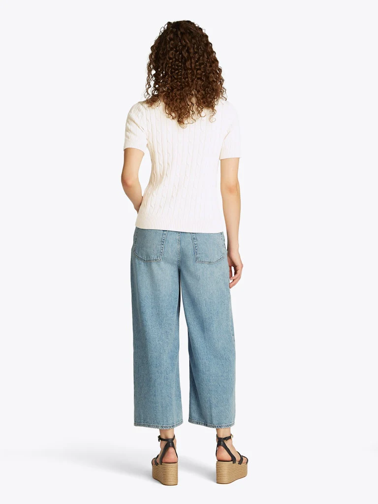 Tommy Hilfiger naisten neule, CO CABLE MID GG SS C-NK SWEAT Luonnonvalkoinen - Image 2