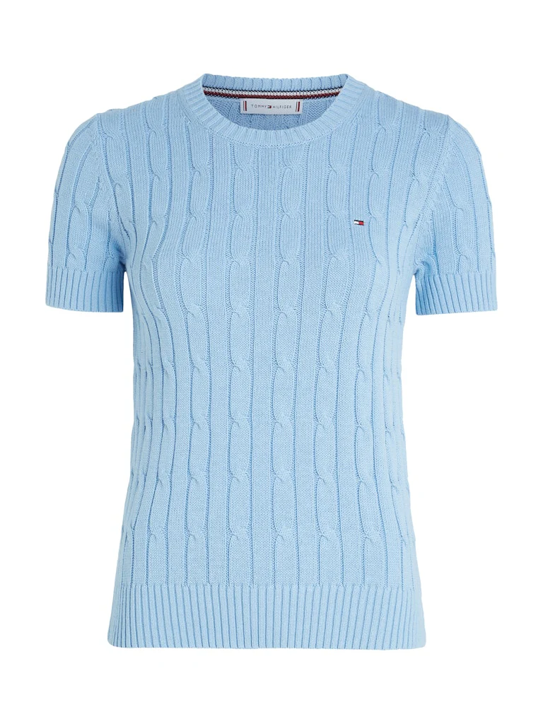 Tommy Hilfiger naisten neule, CO CABLE MID GG SS C-NK SWEAT Vaaleansininen - Image 5