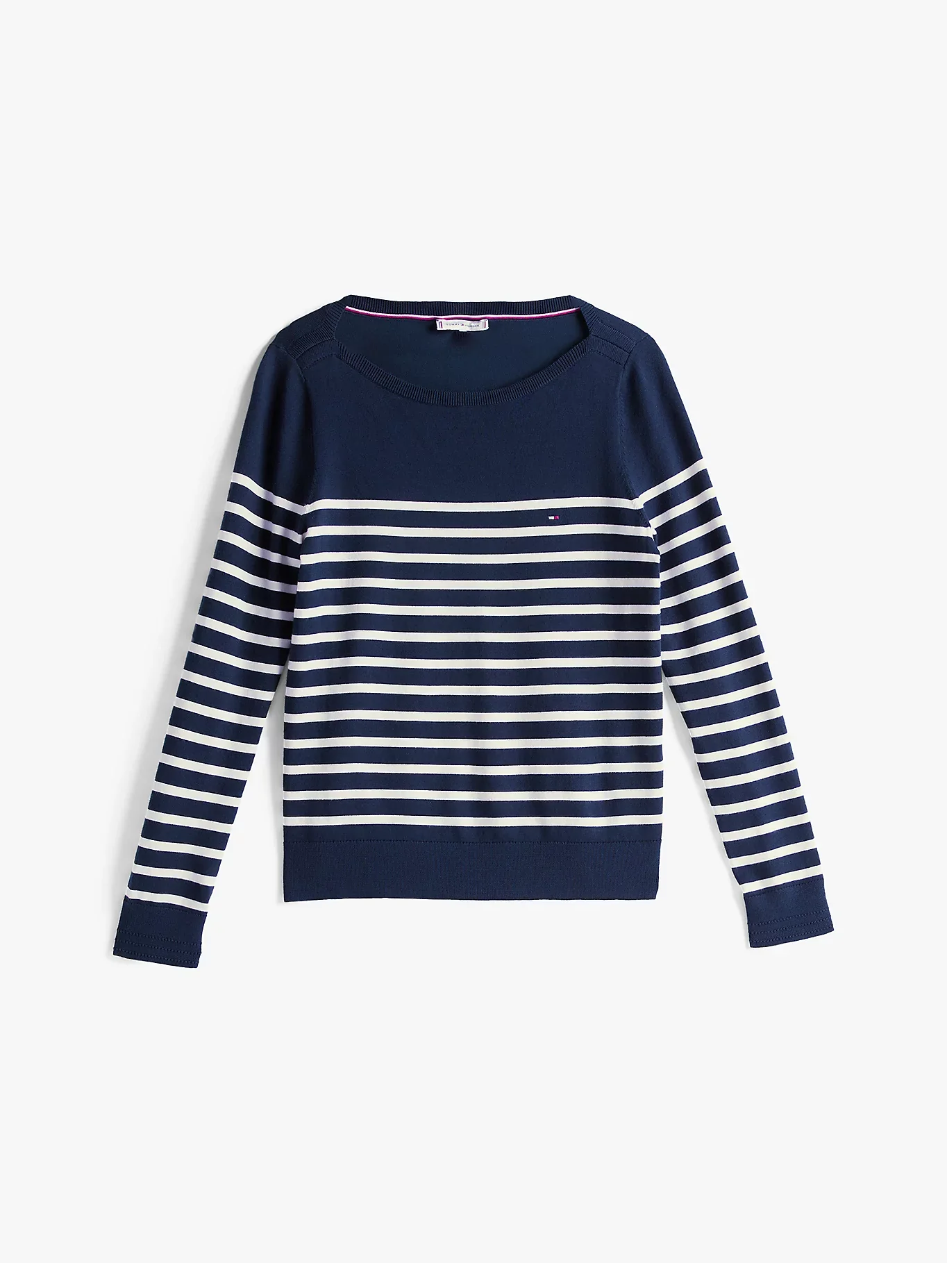 Tommy Hilfiger naisten neule, CO JERSEY STITCH LS BOATNECK SWEATER Raidallinen Sininen - Image 3