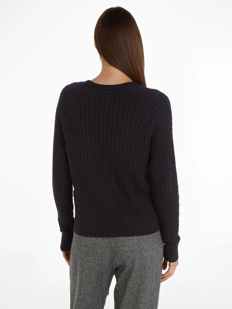 Tommy Hilfiger naisten neule, CO MINI CABLE C-NECK SWEATER Musta - Image 2