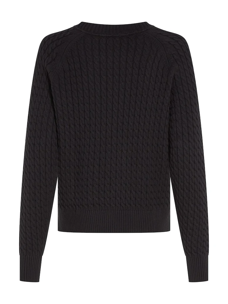 Tommy Hilfiger naisten neule, CO MINI CABLE C-NECK SWEATER Musta - Image 4