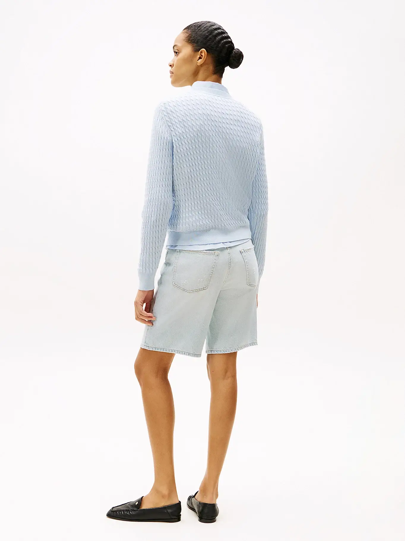 Tommy Hilfiger naisten neulepusero, CO CABLE C-NK LS SWEATER Vaaleansininen - Image 2