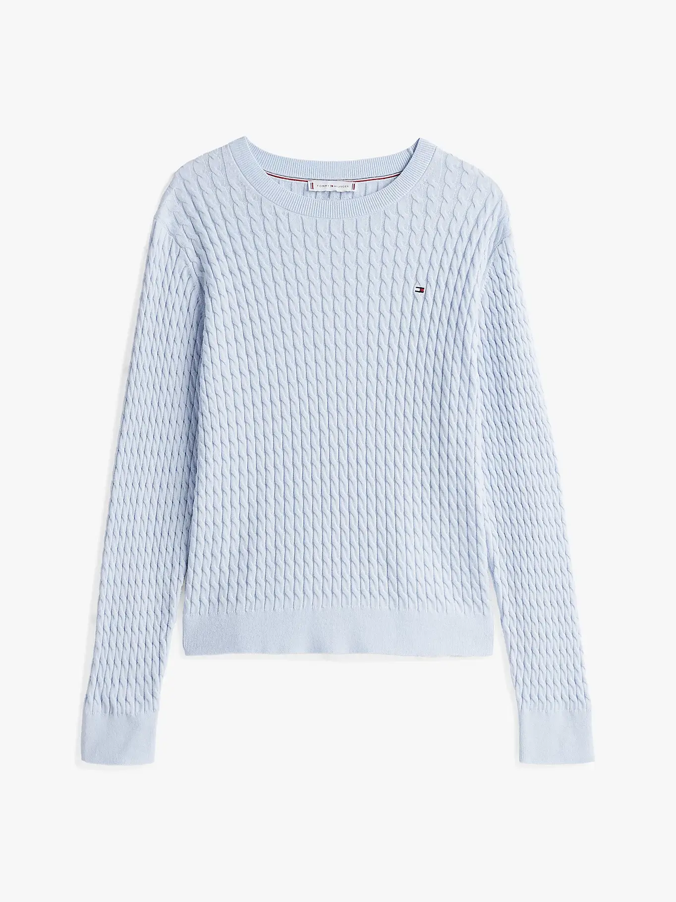 Tommy Hilfiger naisten neulepusero, CO CABLE C-NK LS SWEATER Vaaleansininen - Image 3