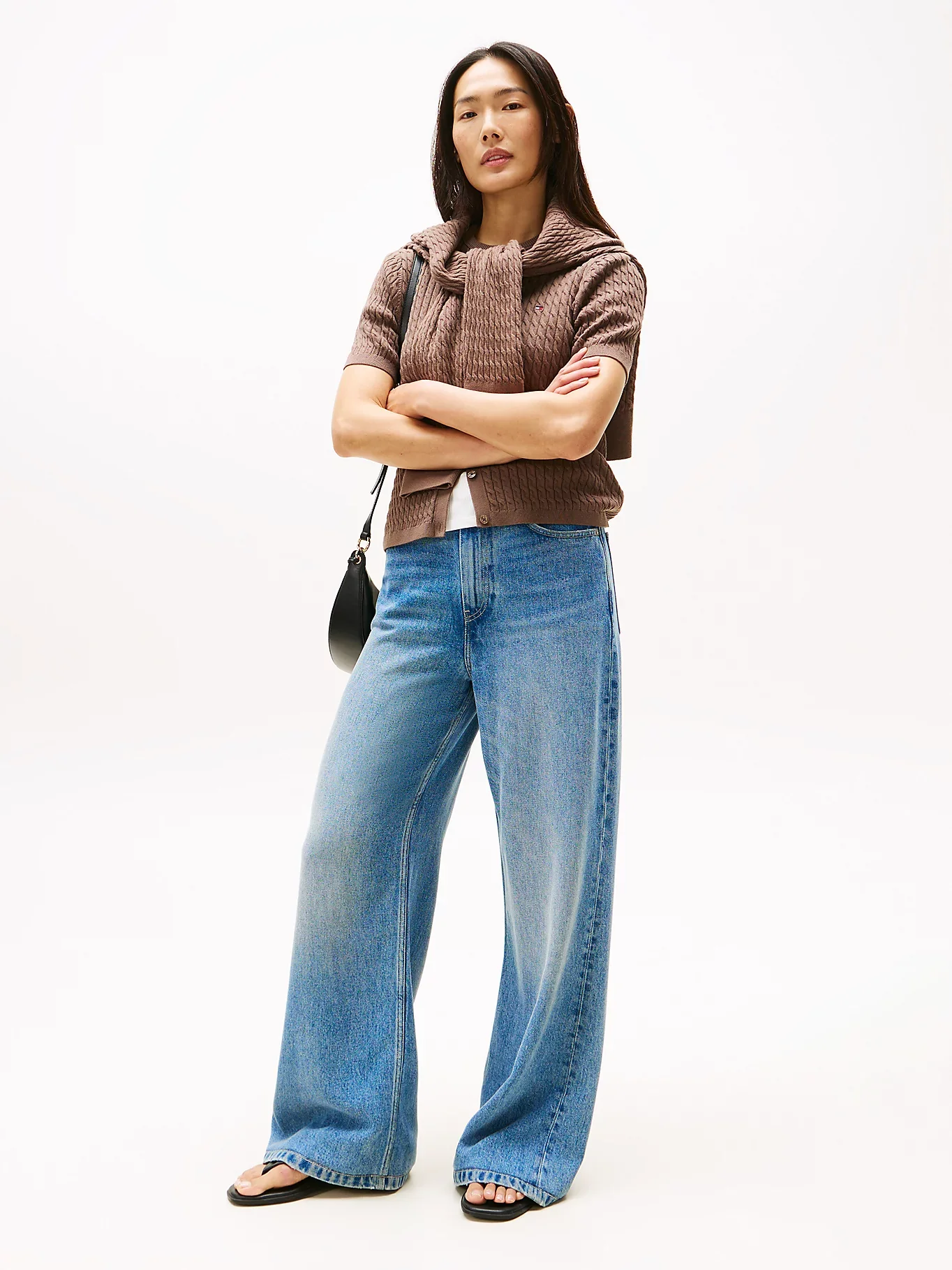 Tommy Hilfiger naisten neuletakki, CO CABLE FINE SS C-CARDIGAN Tummanruskea - Image 3
