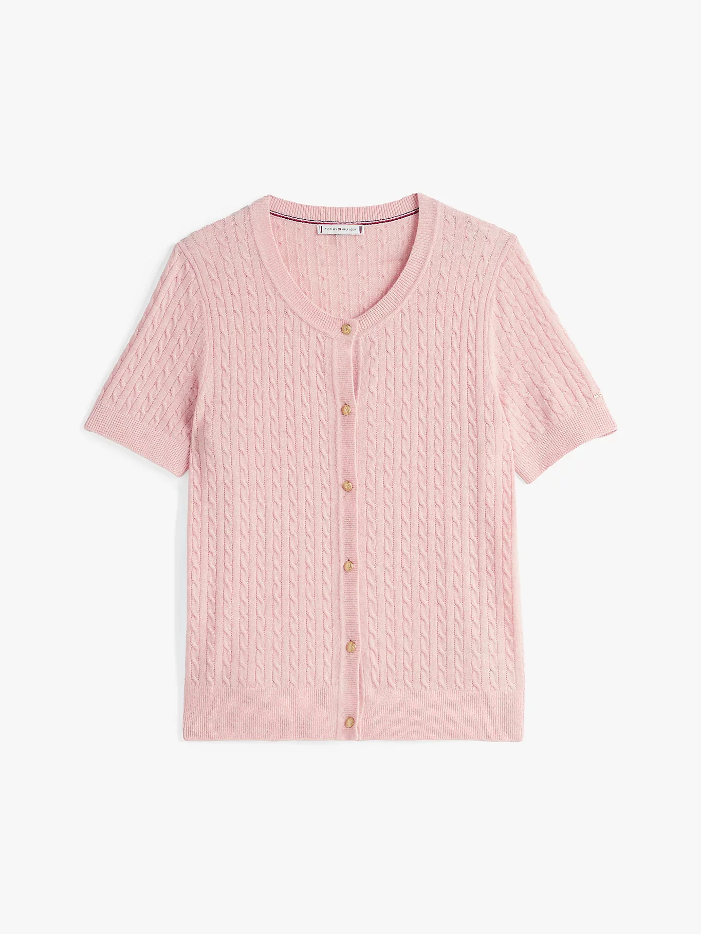 Tommy Hilfiger Naisten Neuletakki, MINI CABLE C-NK CARDI SS Vaaleanpunainen - Image 3