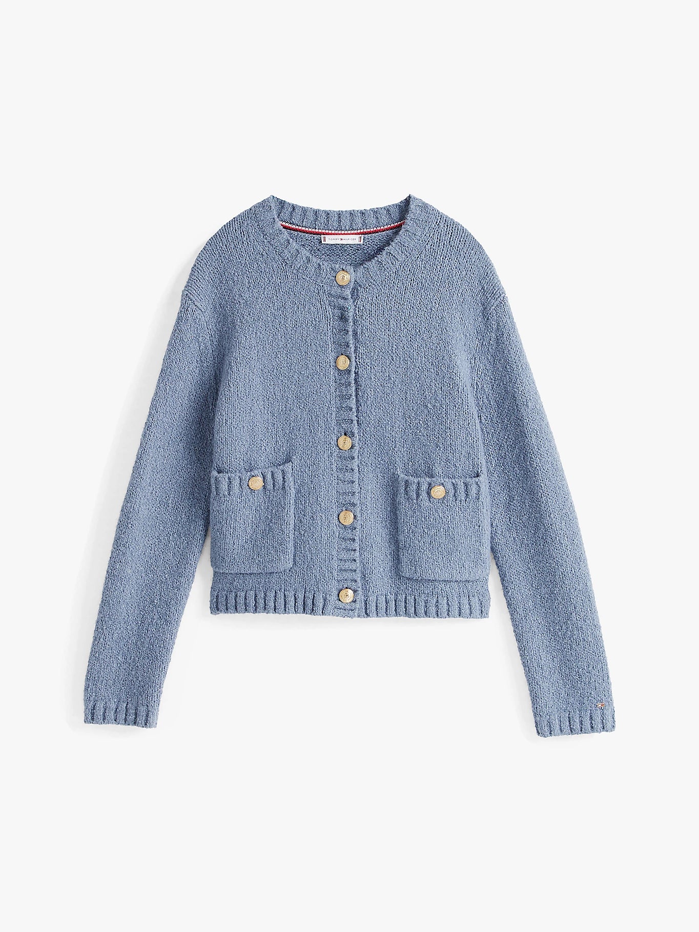 Tommy Hilfiger Naisten Neuletakki, TEXTURED GOLD BUTTON LADY JACKET Vaaleansininen - Image 3