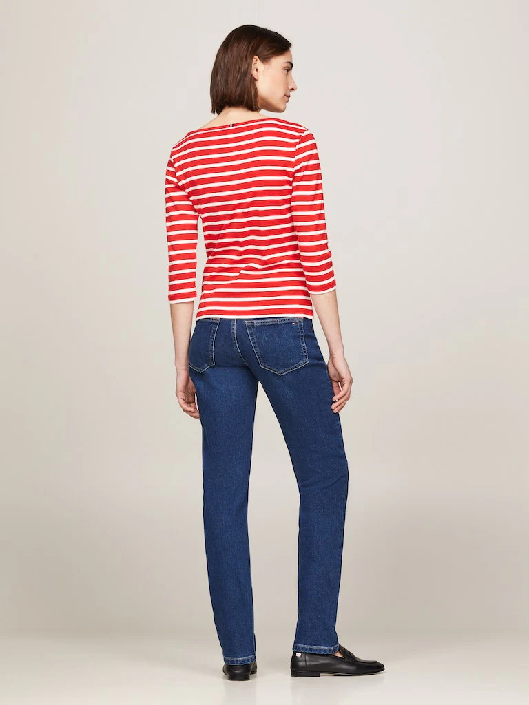 Tommy Hilfiger Naisten Paita, NEW CODY SLIM BOAT-NK Raidallinen Punainen - Image 2